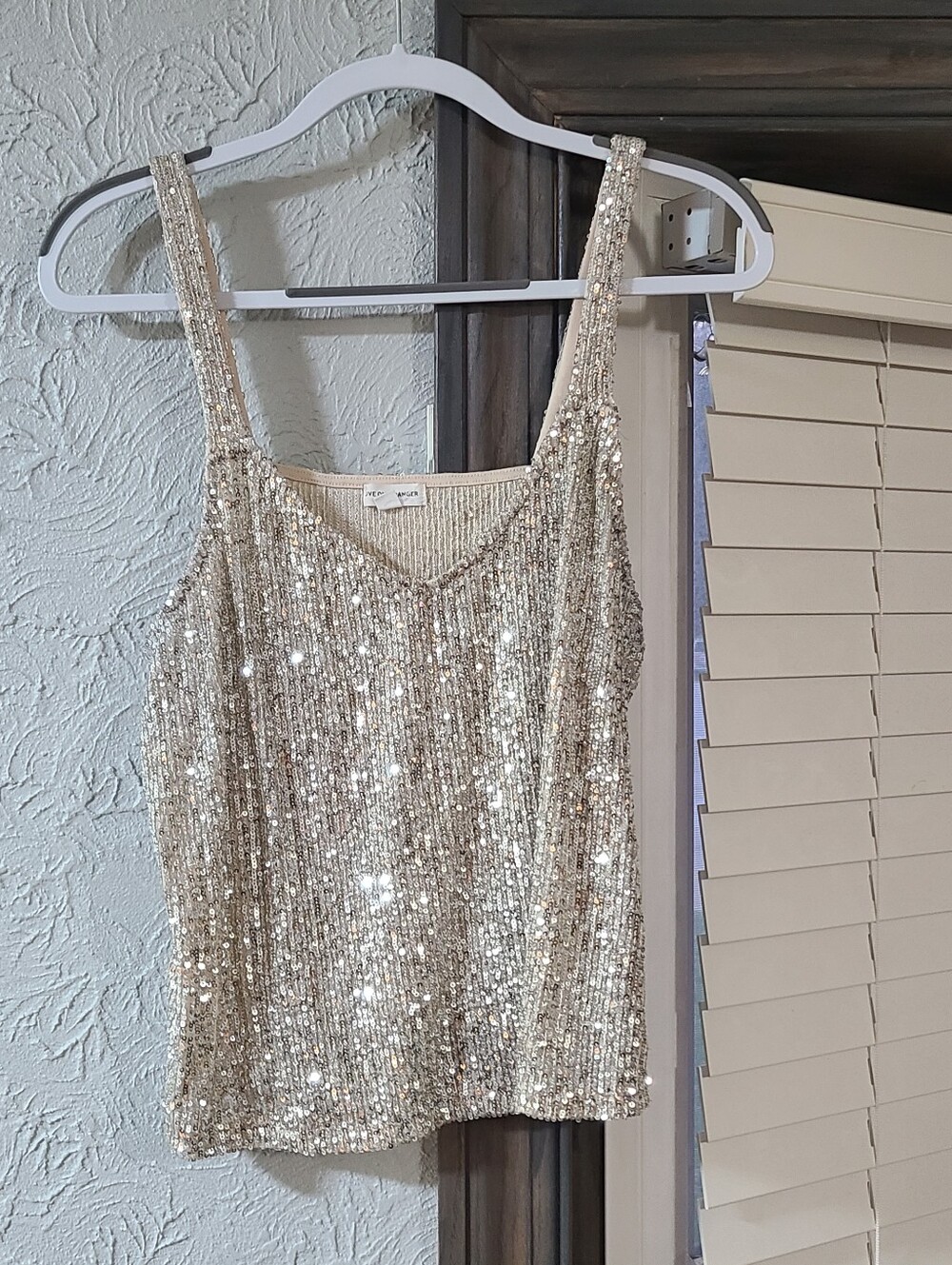Love on a Hangar Sequin Embellished Cami Tank Top Champagne - Large